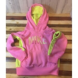 Nike Thermal Fit Girls Pink Yellow Hoodie, Size 2T
